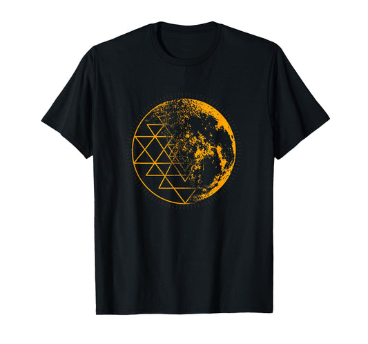 Metatron Cube Mandala Geometry Full Moon T-Shirt