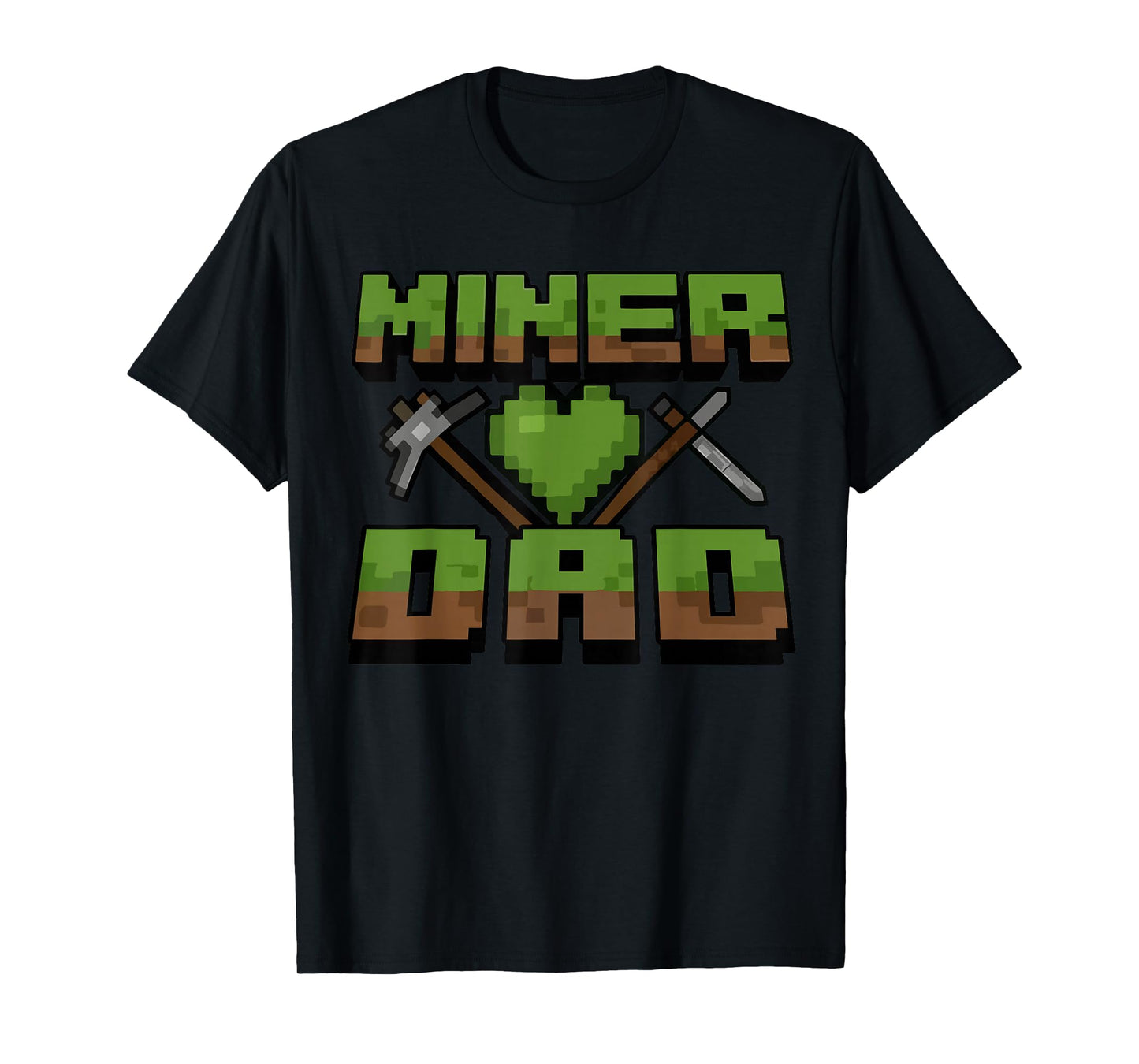 Funny Miner Dad Birthday Boy Party Video Gamer Pixel T-Shirt
