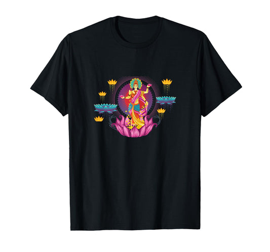 Beautiful Lakshmi Shirt Hindu Goddess of Wealth & Prosperity T-Shirt