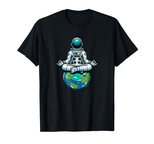 Meditating Astronaut Earth Planet Meditation T-Shirt