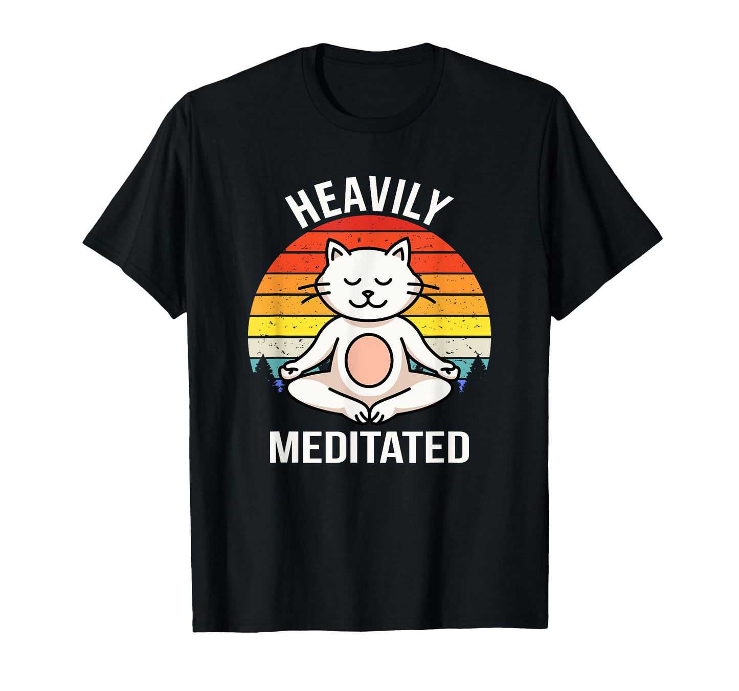 Heavily Meditated Yoga Meditation Spiritual Buddhist Cat T-Shirt for Men Women Kids