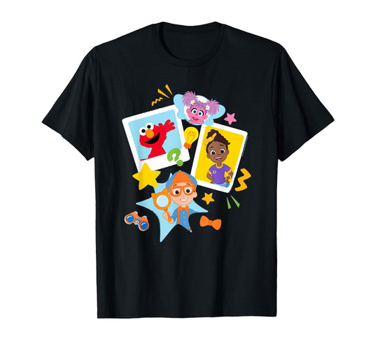 Blippi Sesame Street Cute Polaroid Portraits Collage T-Shirt