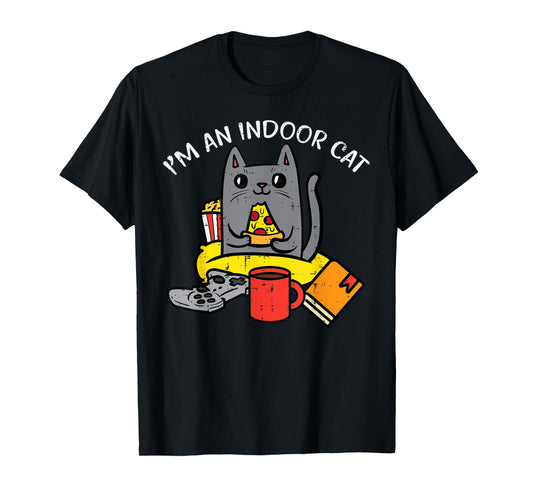 Im Indoor Cat Gaming Controller Pizza Gamer Men Boys Kids T-Shirt