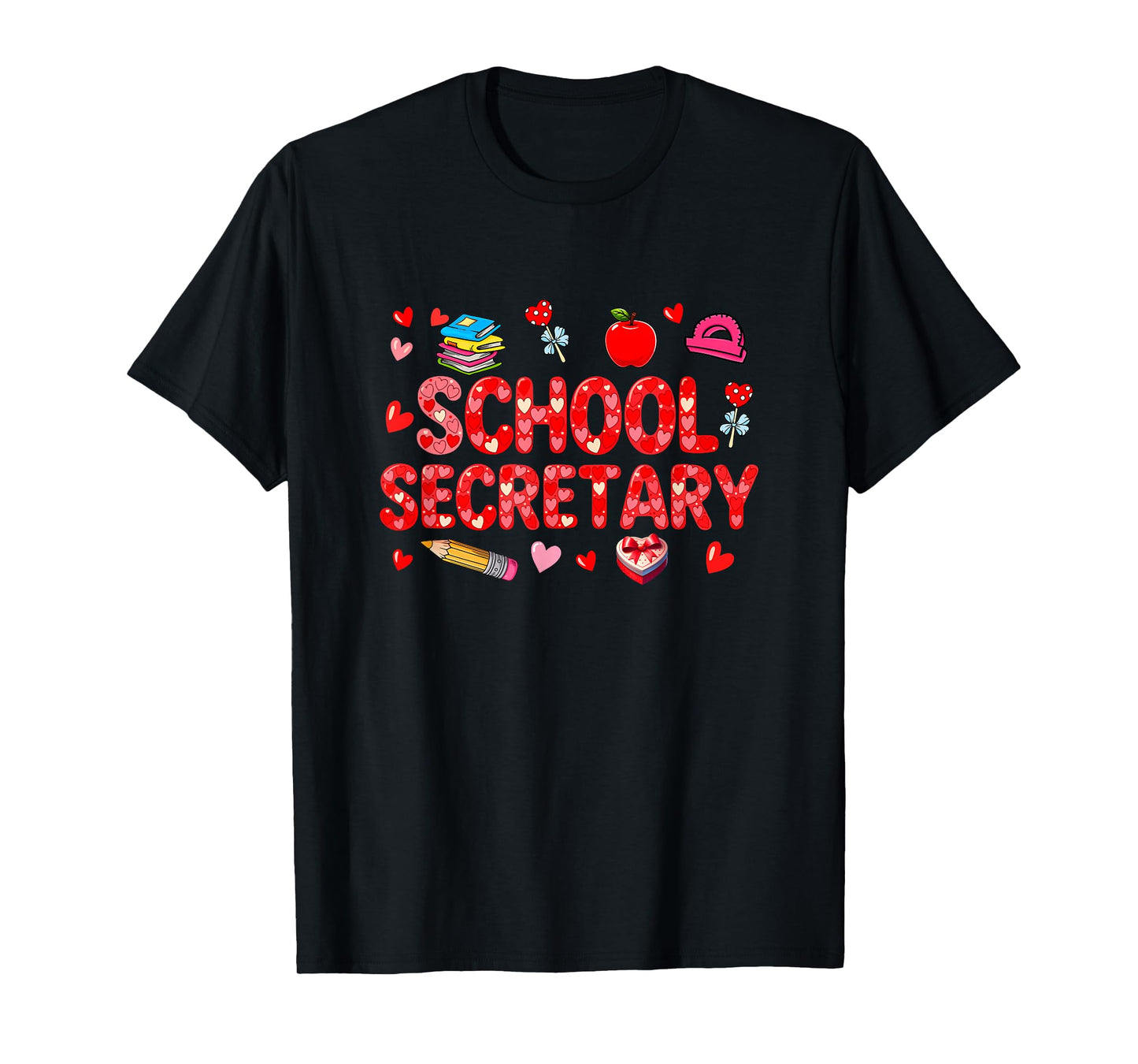 School Secretary Job Tools Valentine Hearts Matching Women T-Shirt