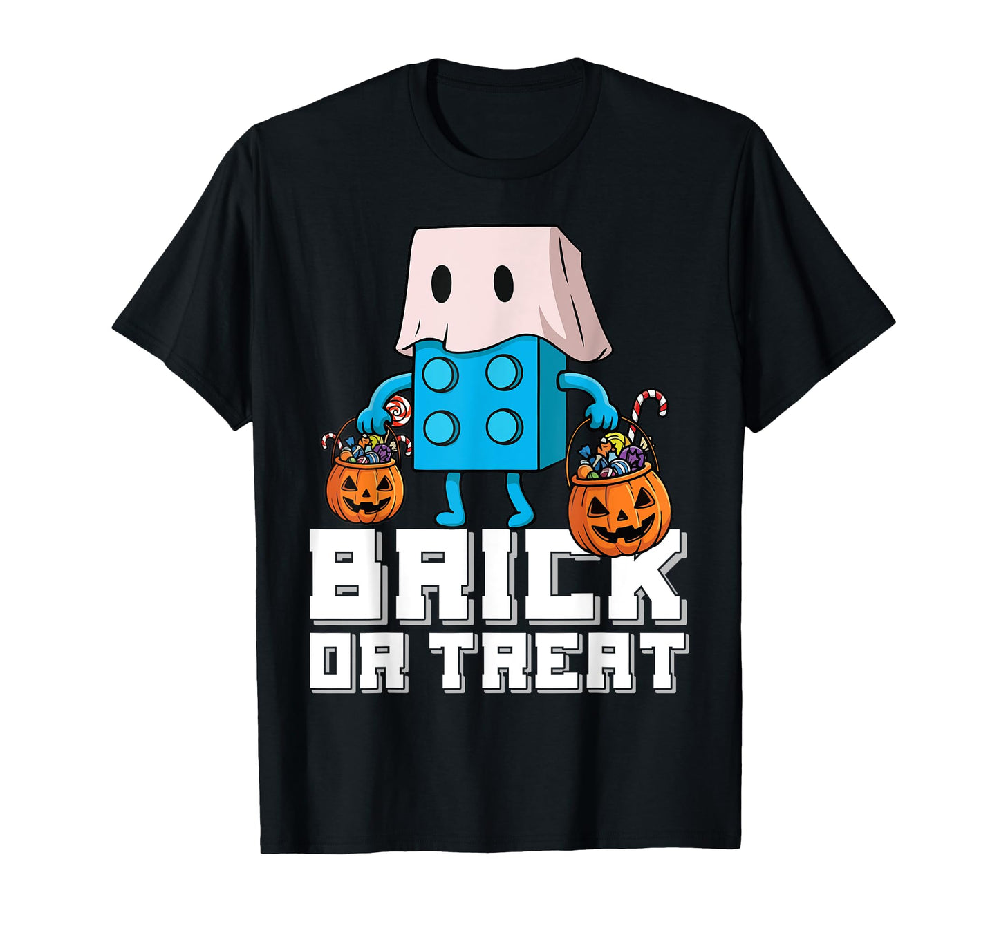 Brick Or Treat Brick Master Builder Halloween Block Building T-Shirt