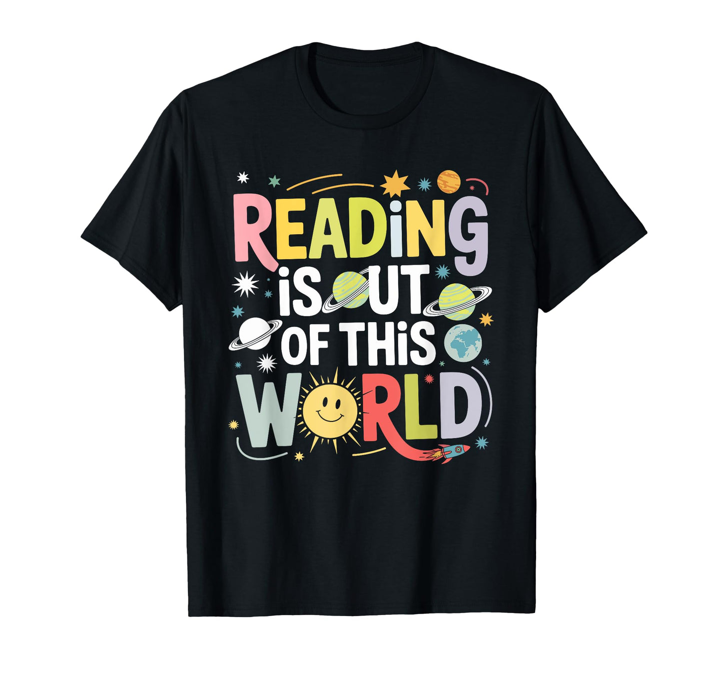 Reading is Out of This World Bright Fun Space Design T-Shirt
