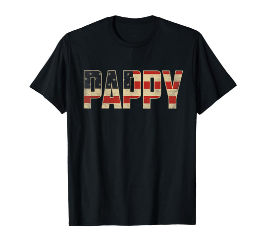 Pappy Bold Patriotic American Flag Father’s Day Pappy T-Shirt