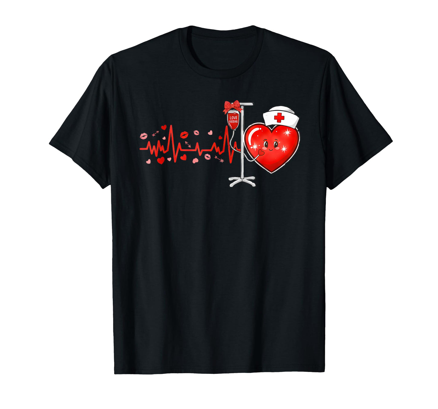 Stethoscope Heartbeat Nurse Valentines Day RN ER Nursing T-Shirt