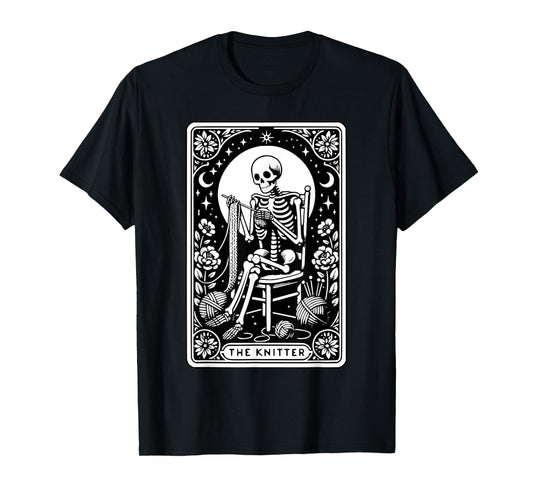 The Knitter Tarot Card Funny Knitting Skeleton Crochet Lover T-Shirt