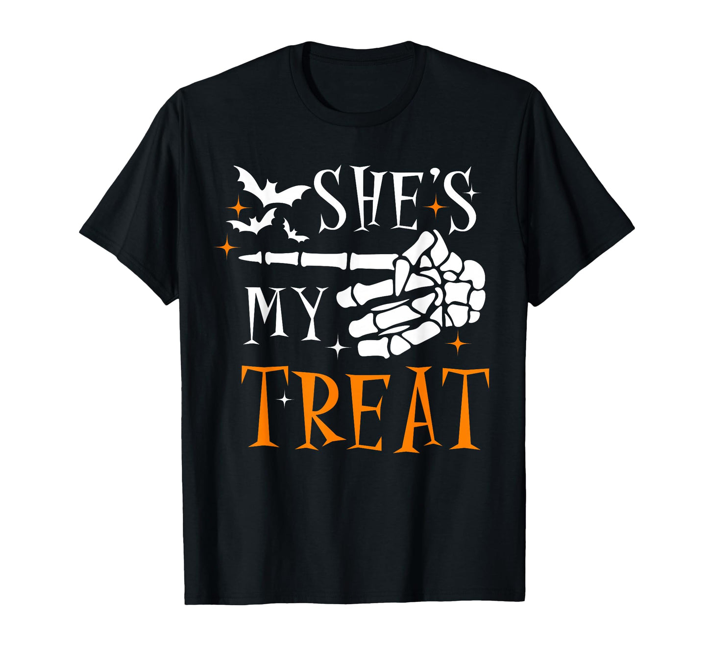 She's My Treat Skeleton Hand Spooky Season Halloween Couples T-Shirt