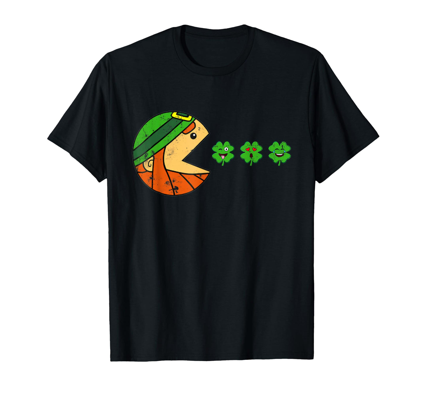 Leprechaun St Patricks Day Eating Shamrock Gamer Men Kids T-Shirt