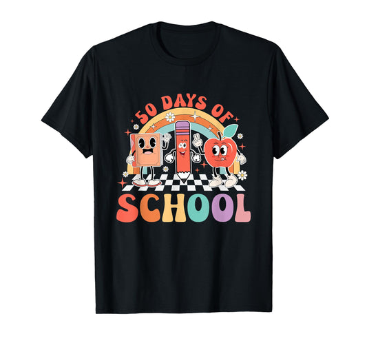 Retro 50 Days Of School Happy 50th Day Of School T-Shirt