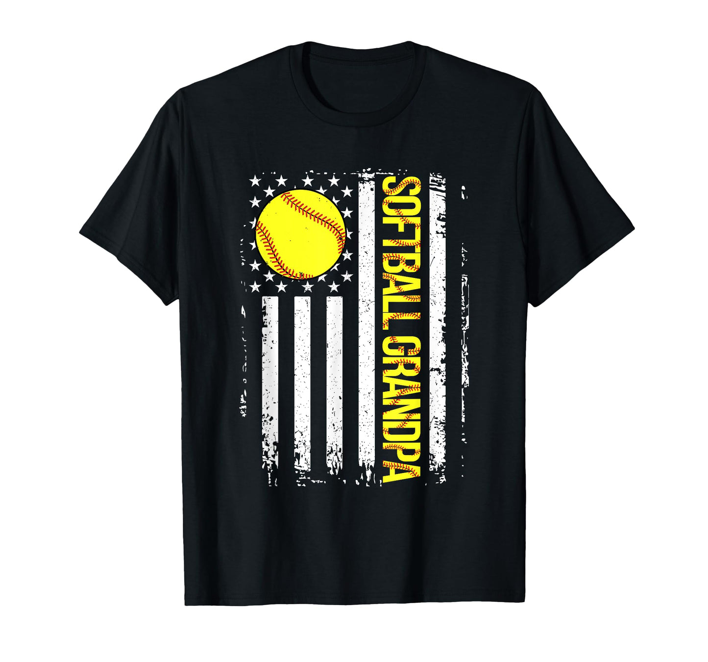 Softball Grandpa American Flag Vintage ic Game Day T-Shirt for Women Men