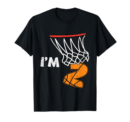 Kids 2nd Birthday Basketball Im 2 Two Year Old Bday Toddler Boys T-Shirt