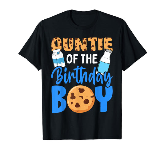 Auntie of the birthday boy Milk and Cookies 1st birthday T-Shirt