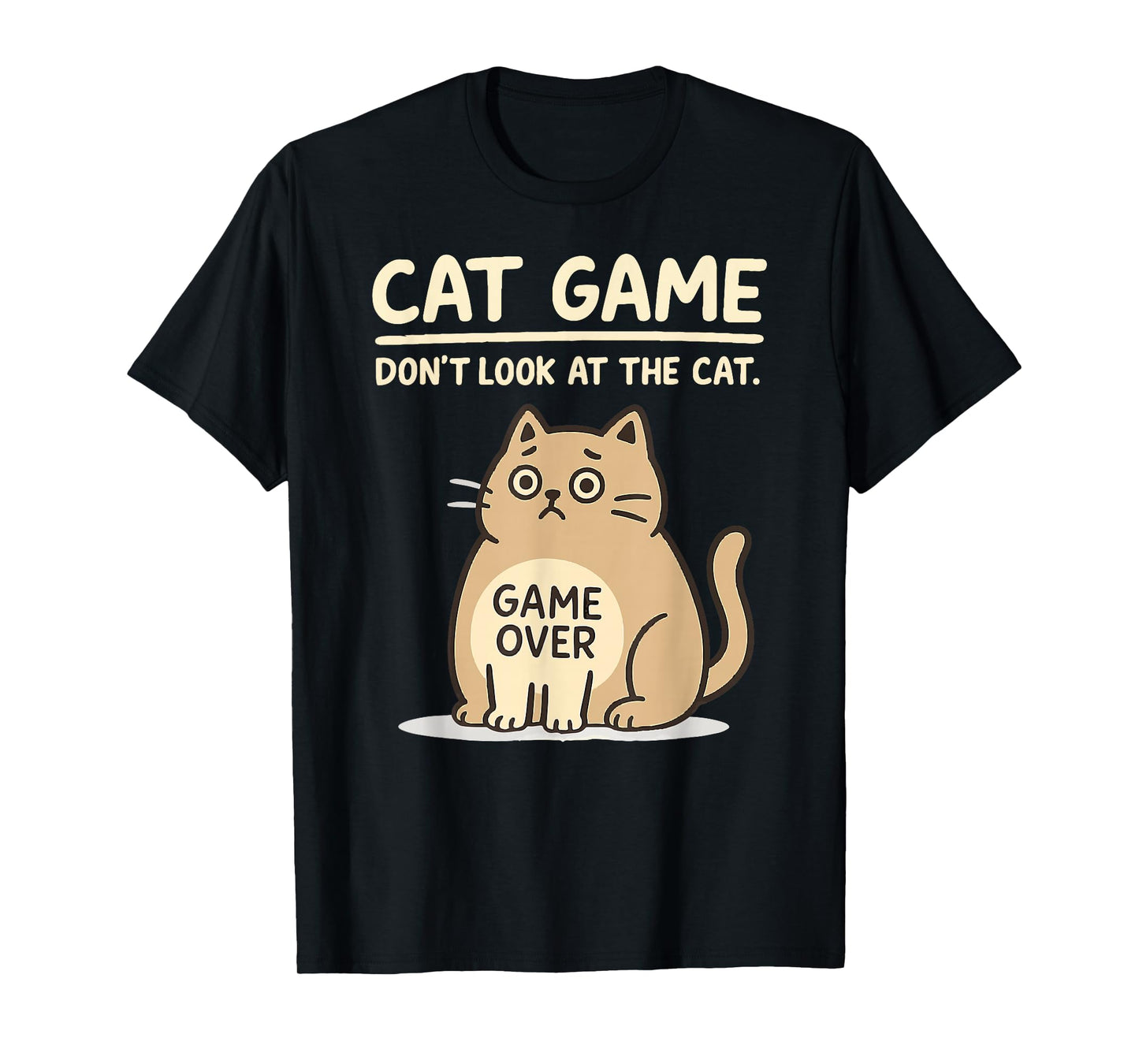 Cat Game Over Funny Cat Owner Hilarious Fat Retro Cat Meme T-Shirt