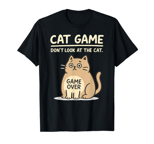 Cat Game Over Funny Cat Owner Hilarious Fat Retro Cat Meme T-Shirt
