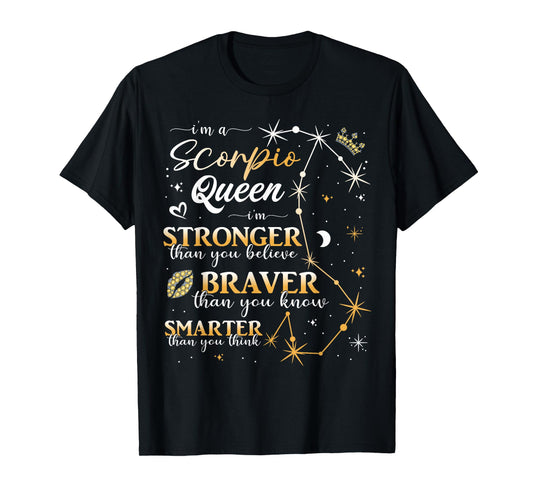 Scorpio Queen Scorpio Zodiac Sign Birthday Women Girls Lady T-Shirt