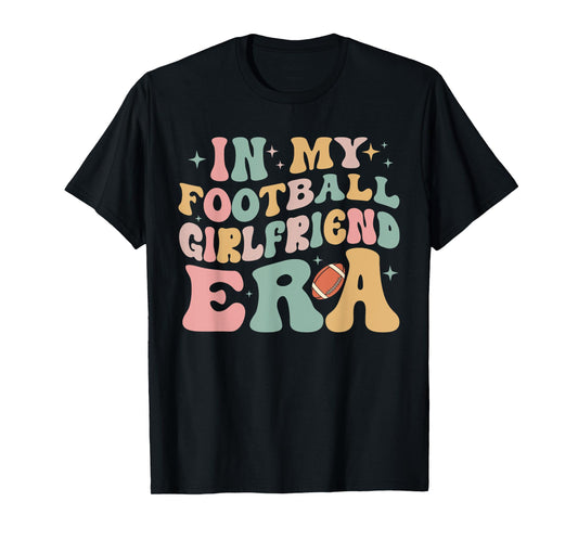In My Football Girlfriend Era Tee Retro Groovy Football T-Shirt Black, Multicolor Small Unisex-Adults