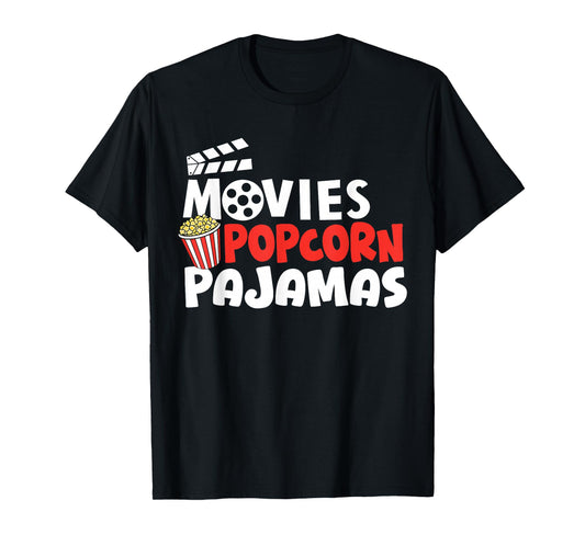 Movies Popcorn And Pajamas Popcorn Movie Night T-Shirt