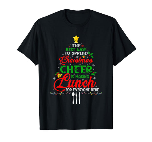 Lunch Lady Christmas XMas School Cafeteria Lunch Lady Tree T-Shirt
