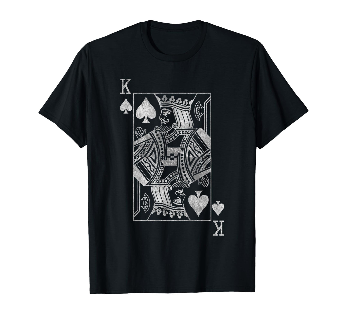 Lucky Poker Cards Knight King of Spade Game Silver Grey T-Shirt