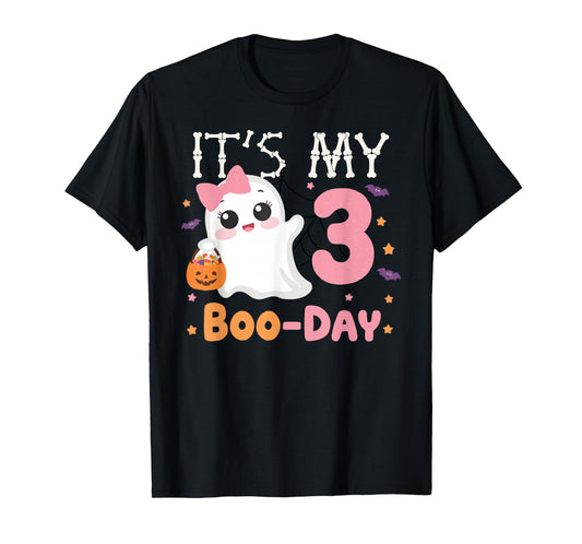 It's My 3rd Boo-Day Halloween 3 Year Old Ghost Birthday Girl T-Shirt