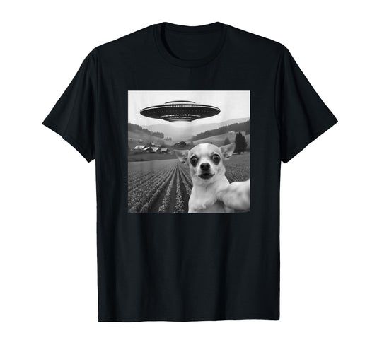 Funny Chihuahua UFO Selfie Stick T-Shirt