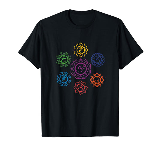 Chakras Yoga Sacred Geometry OM Namaste Kundalini Meditation T-Shirt