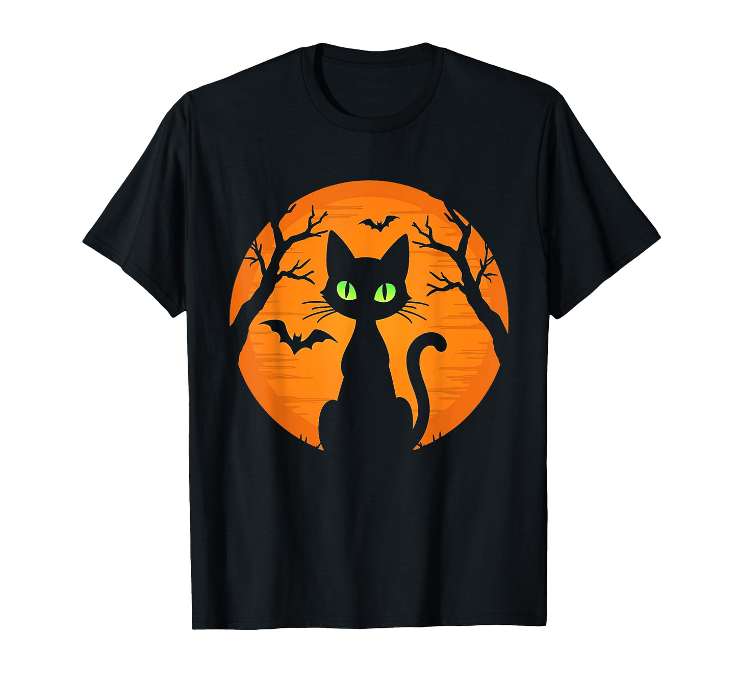 Vintage Scary Halloween black Cat Costume Cat Moon kids T-Shirt