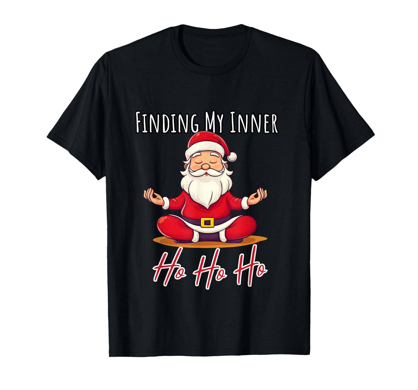 Funny Santa Claus Yoga Christmas Lotus Pose Meditation T-Shirt