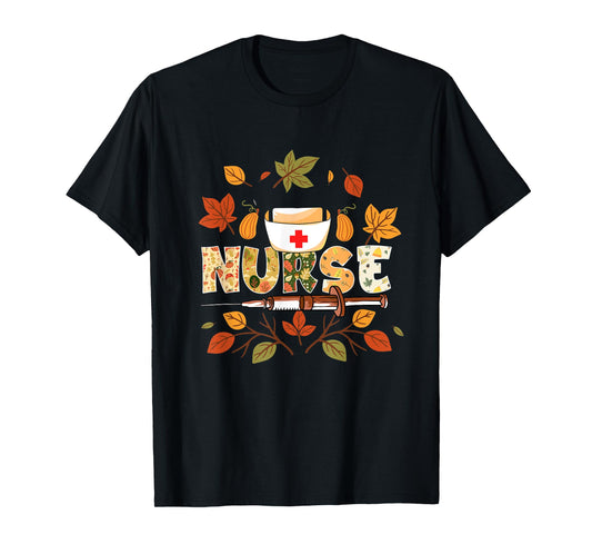 Autumn Fall Outfit Nurse Thankful Grateful Blessed T-Shirt