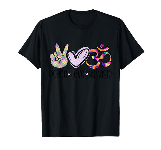 Peace Love Namaste Funny Yoga Hippie Yogi Tie Dye OM Sign T-Shirt