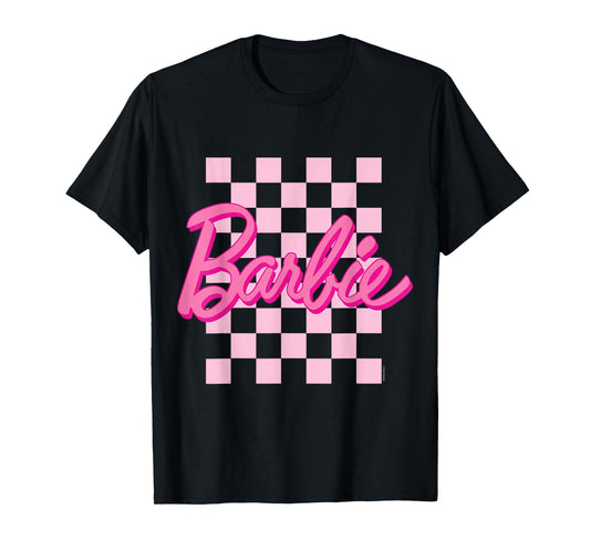 Barbie - Barbie Logo Checkered Background T-Shirt