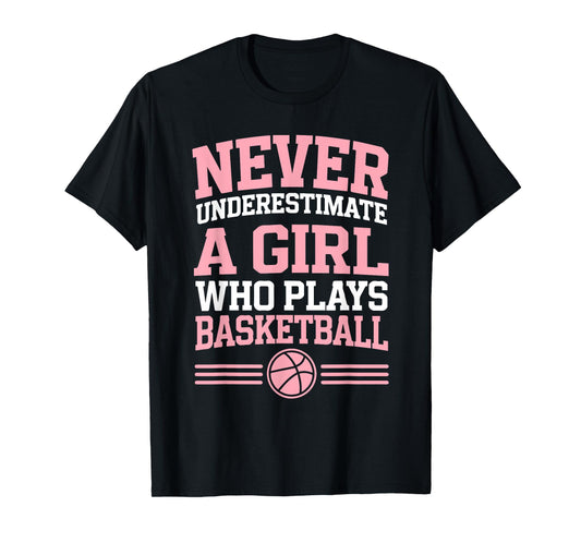 Never Underestimate A Girl who Plays Basketball T-Shirt