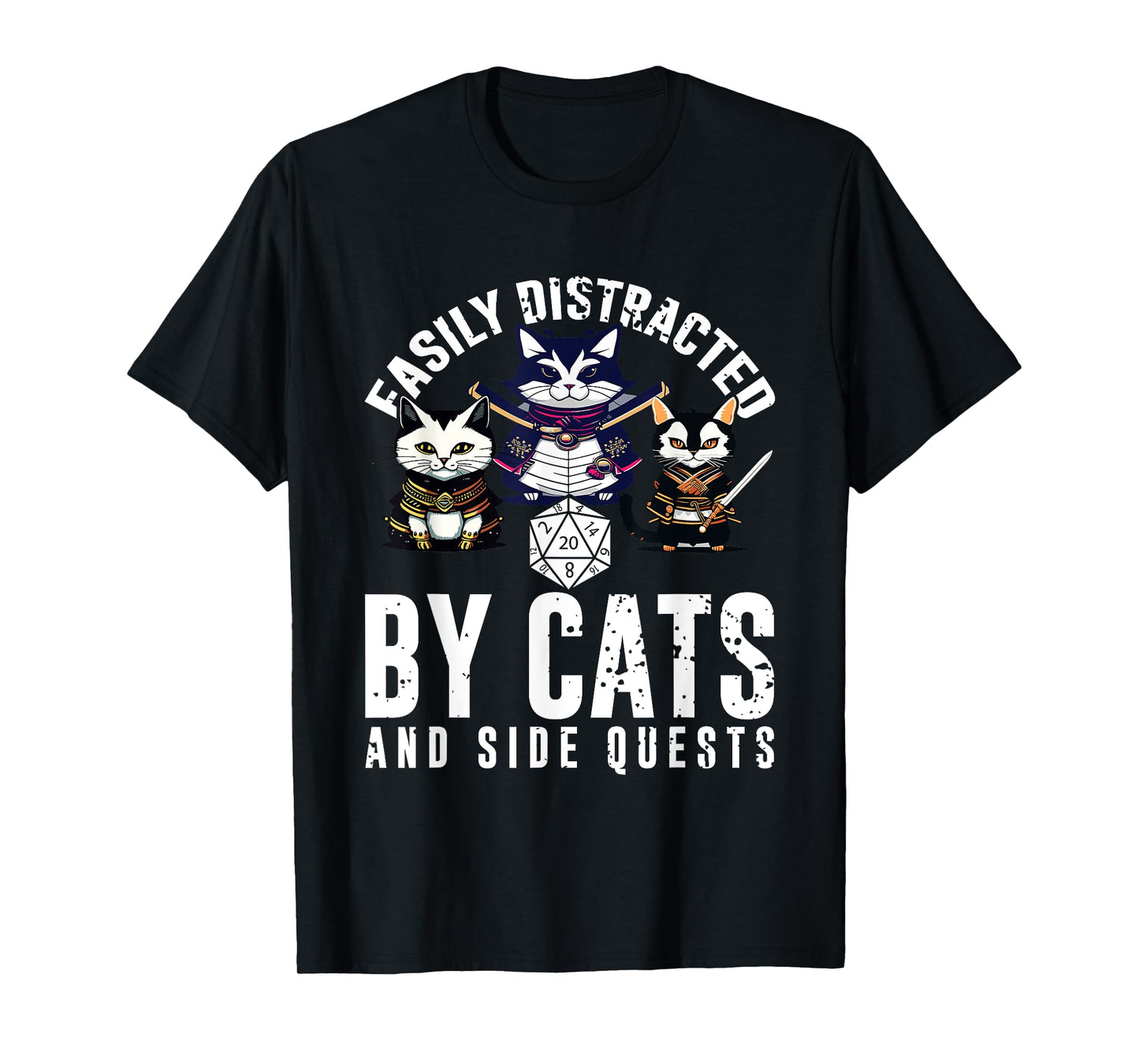 Cats Side Quest Easily Distracted Side Quests Gaming Dice T-Shirt