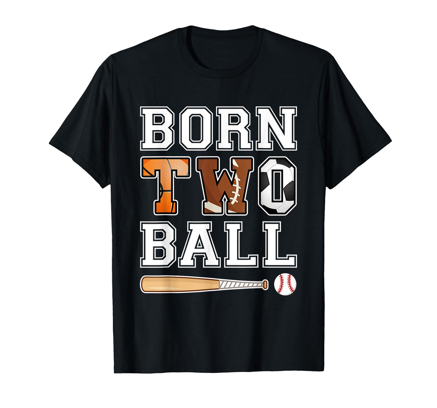 Born 2nd Ball Birthday Sport Theme 2 Year Old Boy Girl Kids T-Shirt