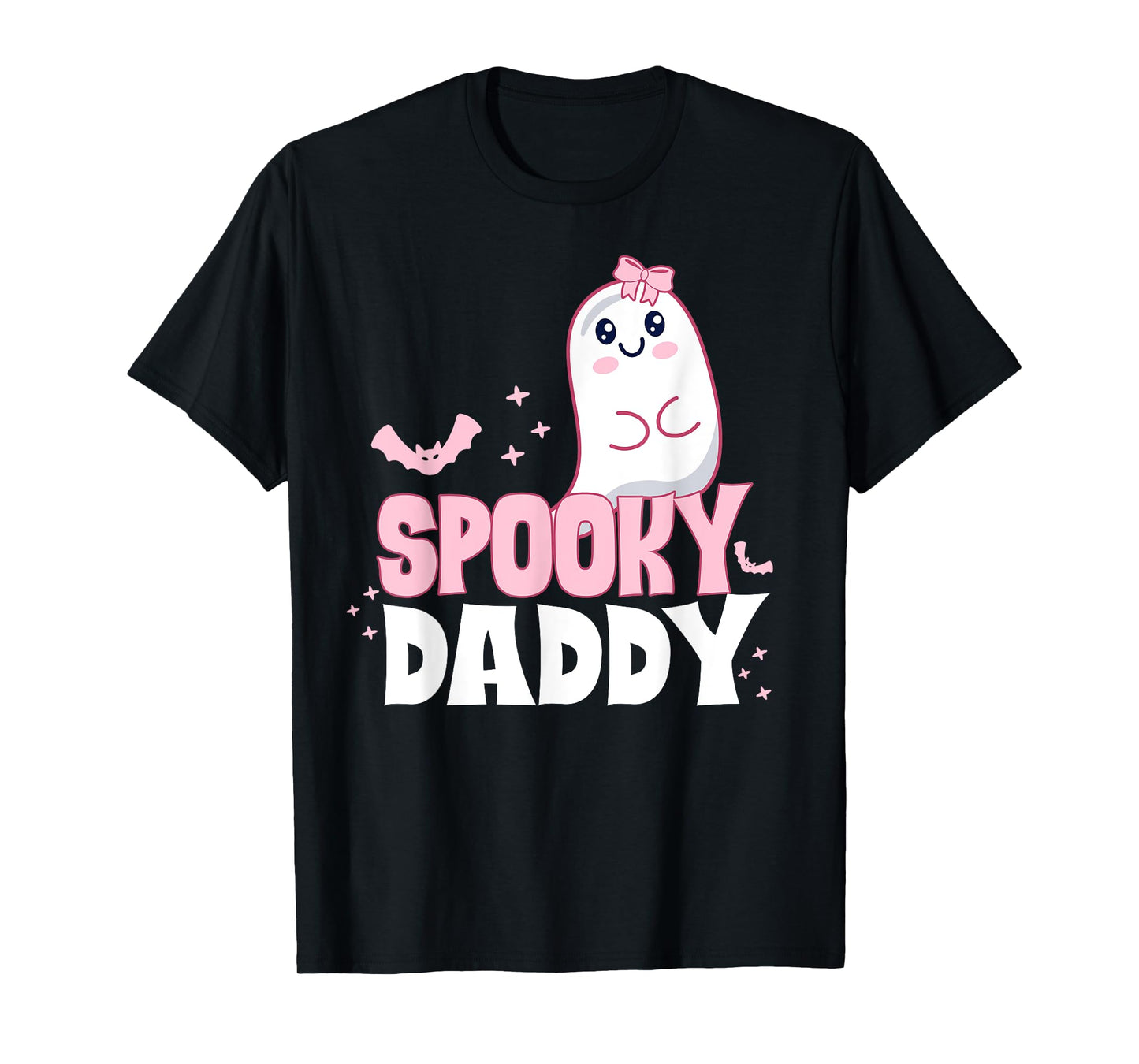 Spooky Daddy Family Cute Pink White Ghost Boo Halloween T-Shirt