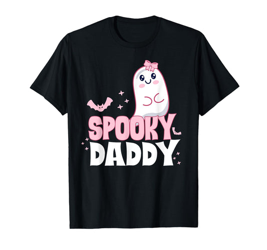 Spooky Daddy Family Cute Pink White Ghost Boo Halloween T-Shirt
