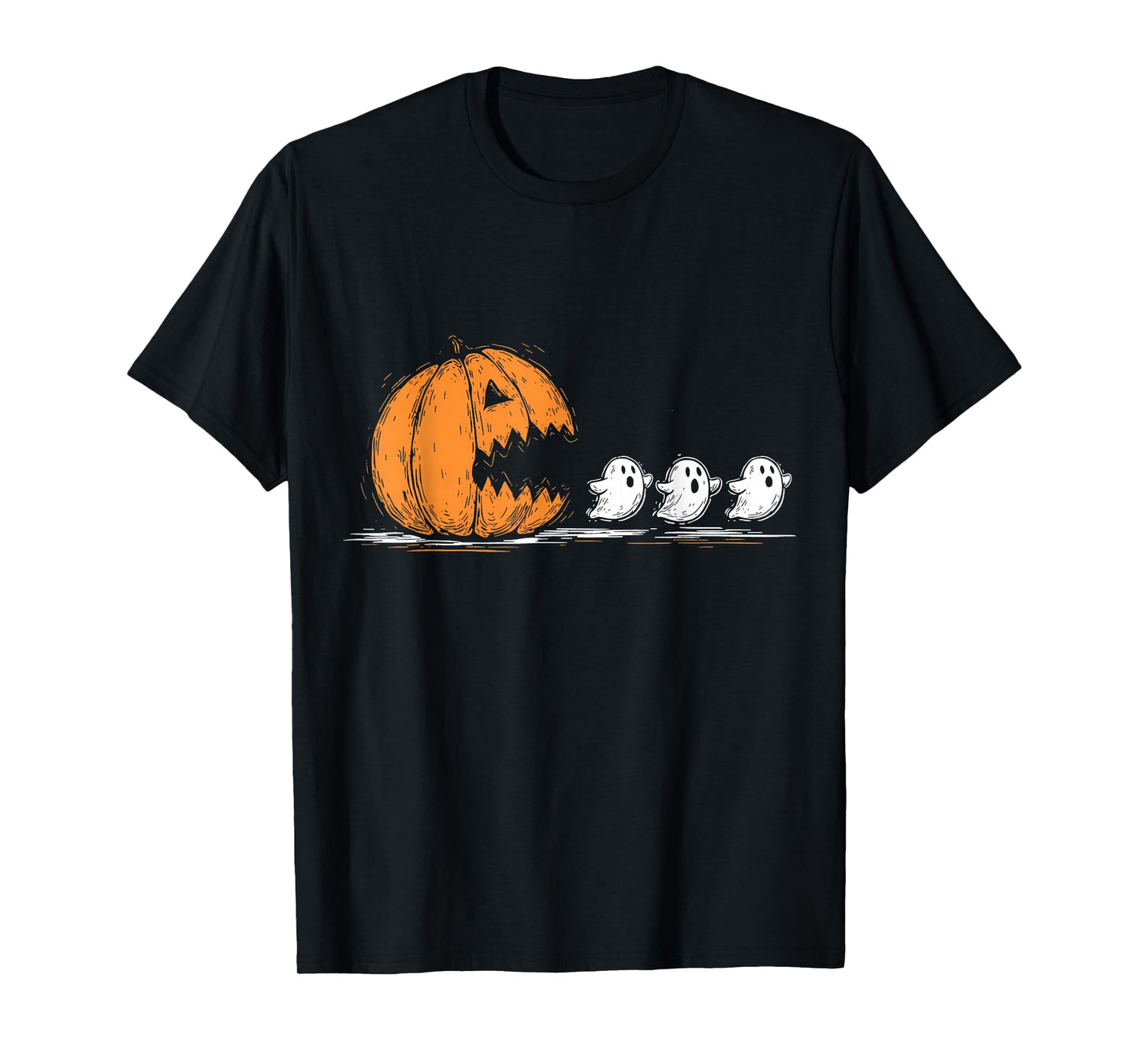 Halloween Funny Gamer Pumpkin Eating Ghost Spooky Men Women T-Shirt