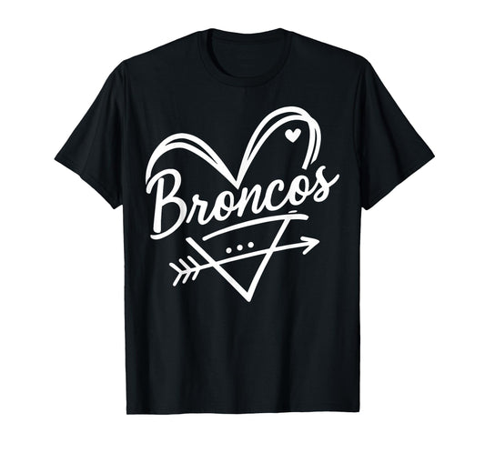 Vintage Broncos Heart Gift for Men Women Kid Boy Girl T-Shirt