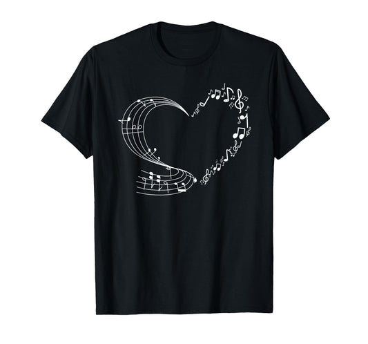 Cute Heart Music Note Women Girls Musicians T-Shirt
