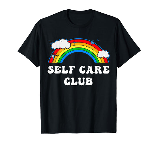 Self Care Club Cute Rainbow Mental Health Yoga Meditation T-Shirt