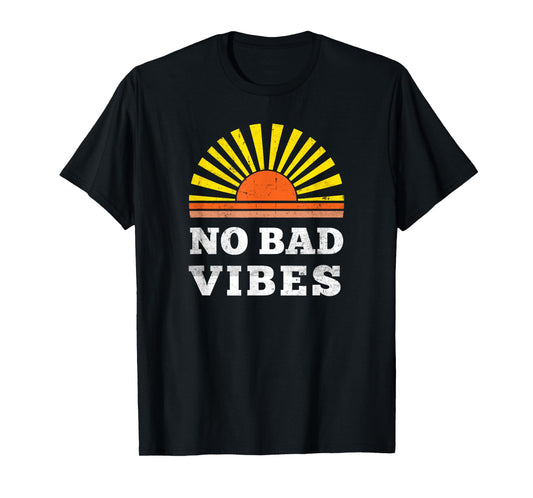 No Bad Vibes Retro Summer Sunset Think Positive Wellbeing Men Women Kids T-Shirt