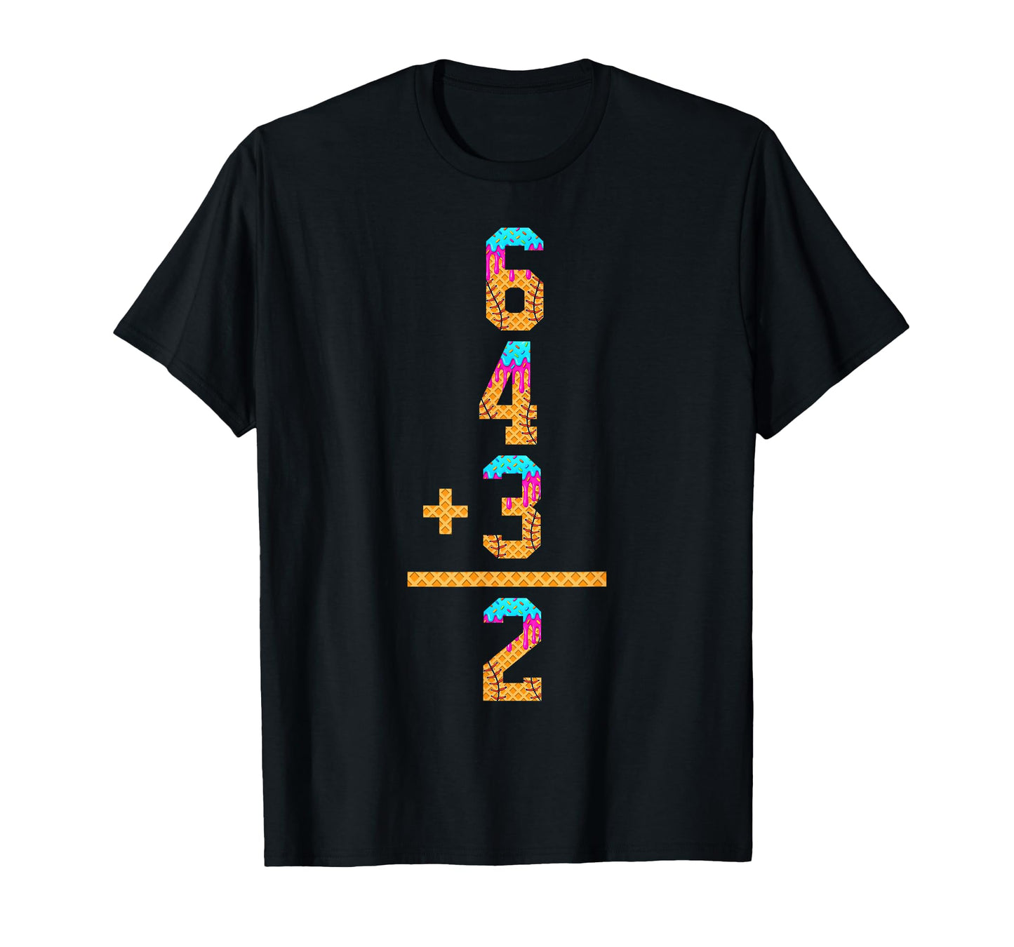 Baseball Ice Cream Drip Inspired Math 6 4 3 2 Double Play T-Shirt