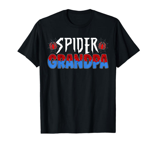Funny Spider Web Grandpa Family Matching Birthday Boy T-Shirt