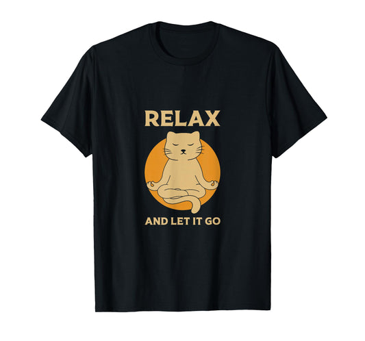 Funny cat Graphic Yoga Zen meditation t-shirt T-Shirt