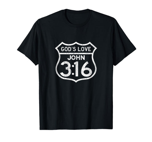 John 3:16 Vintage USA Highway Sign Bible Verse Inspired T-Shirt