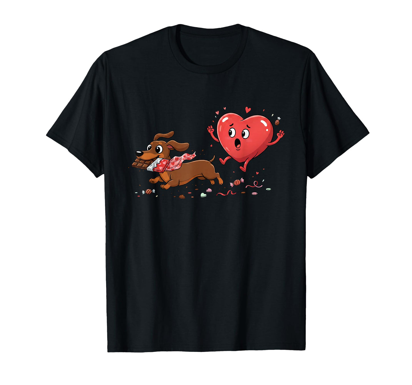 Dachshund Heart Chocolate Valentine Dog Womens Mens Kids T-Shirt