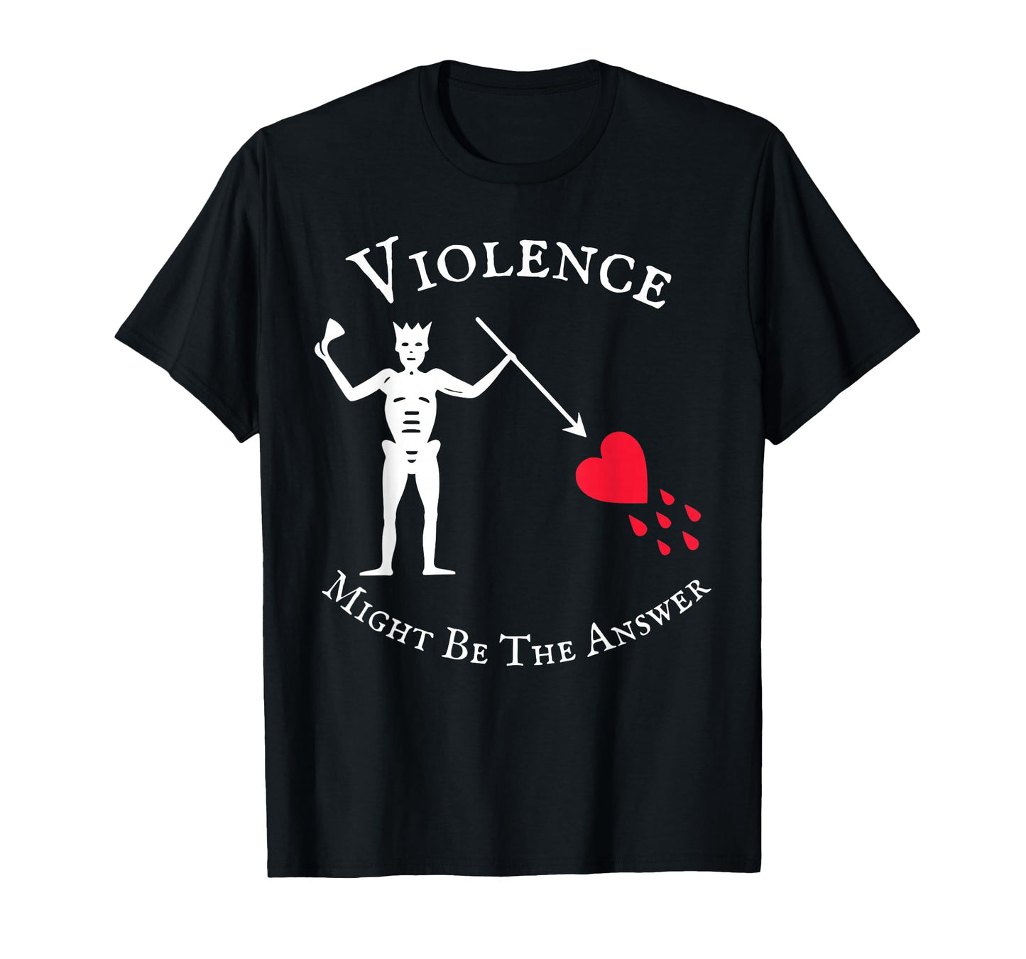 Violence Might Be The Answer Pirate Skull Retro Design T-Shirt